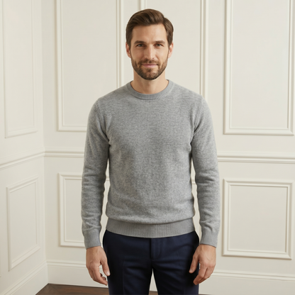 Exclusive Heather Gray Crewneck Himalayan Cashmere Full Sleeve Sweater for Men