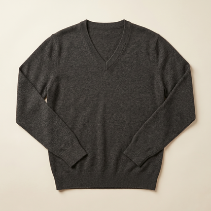 V - Neck Undyed Cashmere Sweater For Women