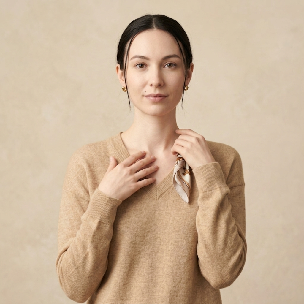 V - Neck Undyed Cashmere Sweater For Women - Paige