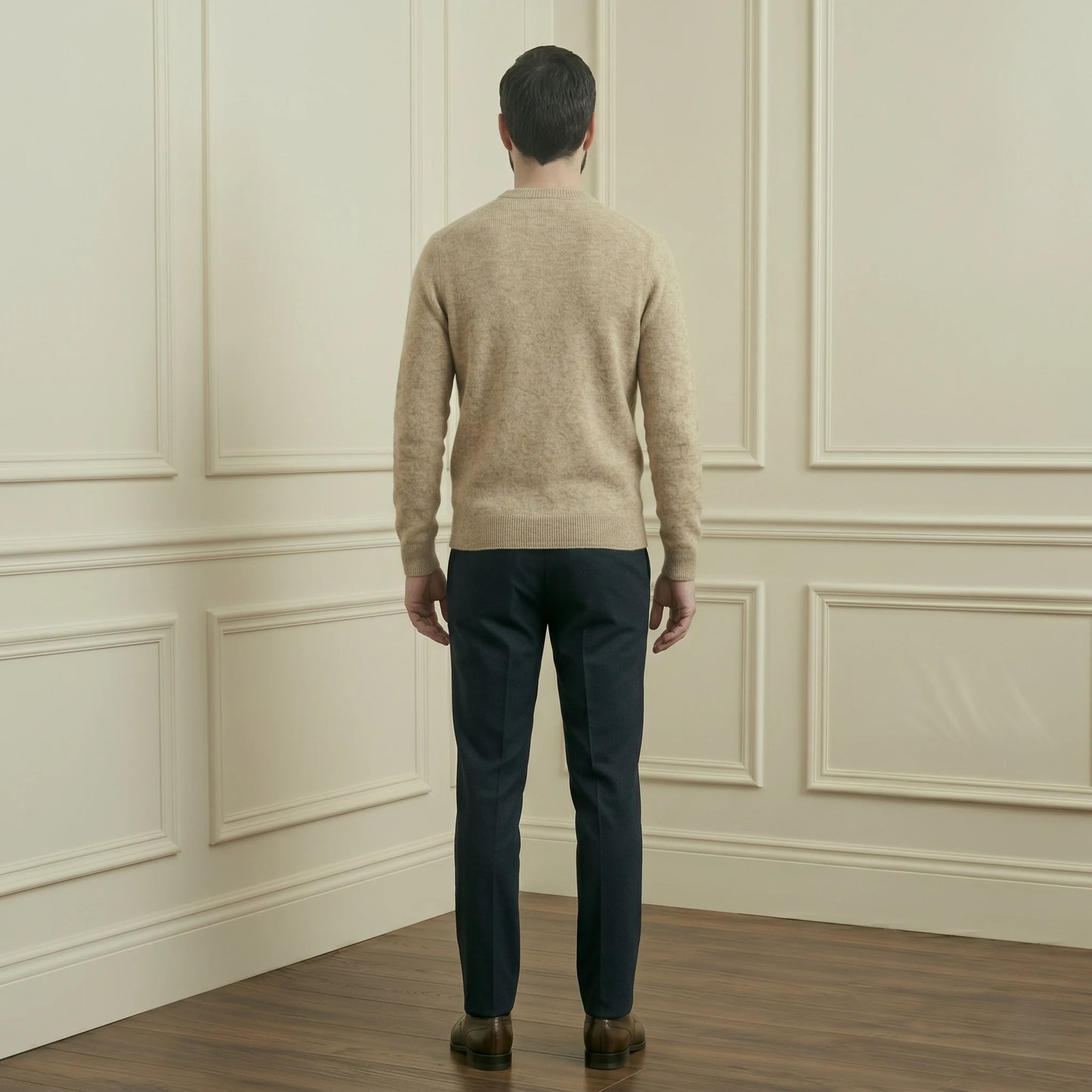 Premium Quality Oat Full Sleeve Crewneck Himalayan Cashmere Sweater