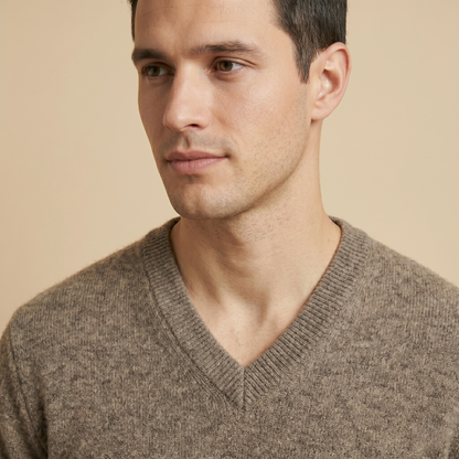 Executive V-Neck Undyed Himalayan Cashmere Sweater