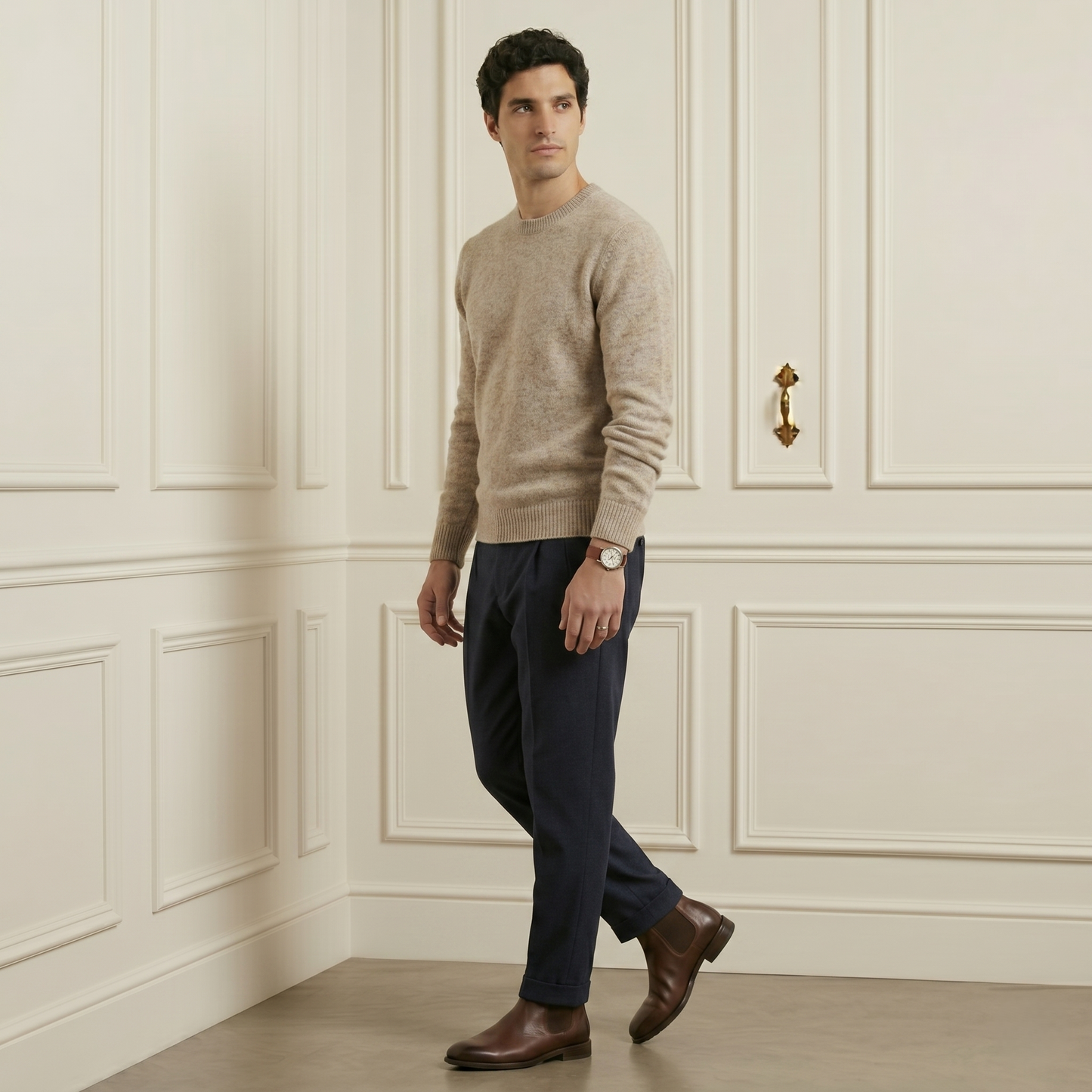Executive Crewneck Undyed Himalayan Cashmere Sweater