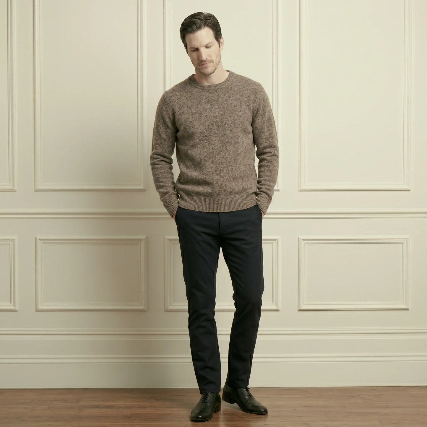 Authentic Brown Crewneck Himalayan Cashmere Sweater