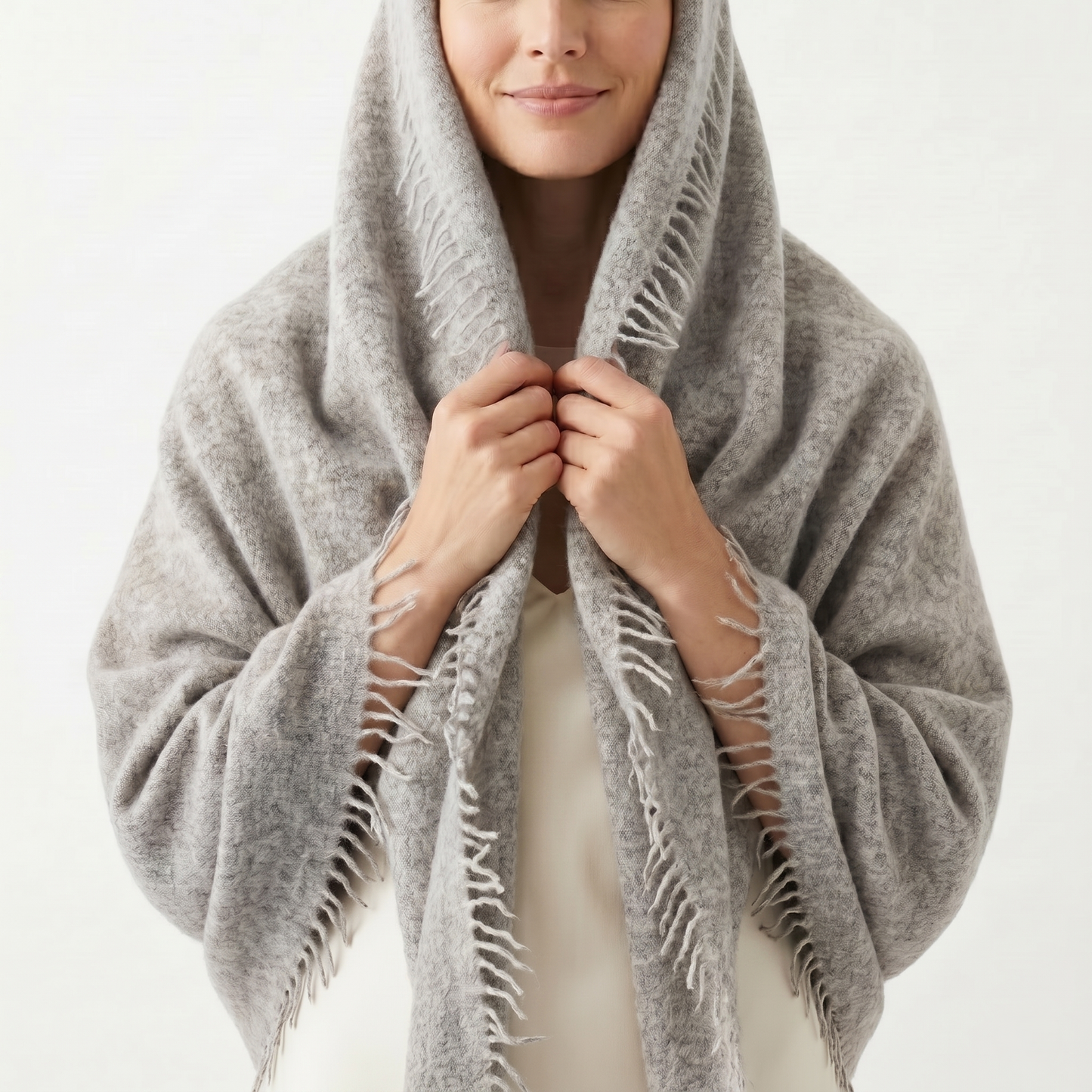 Pure 16-Micron Handknitted Cashmere Pashmina Shawl