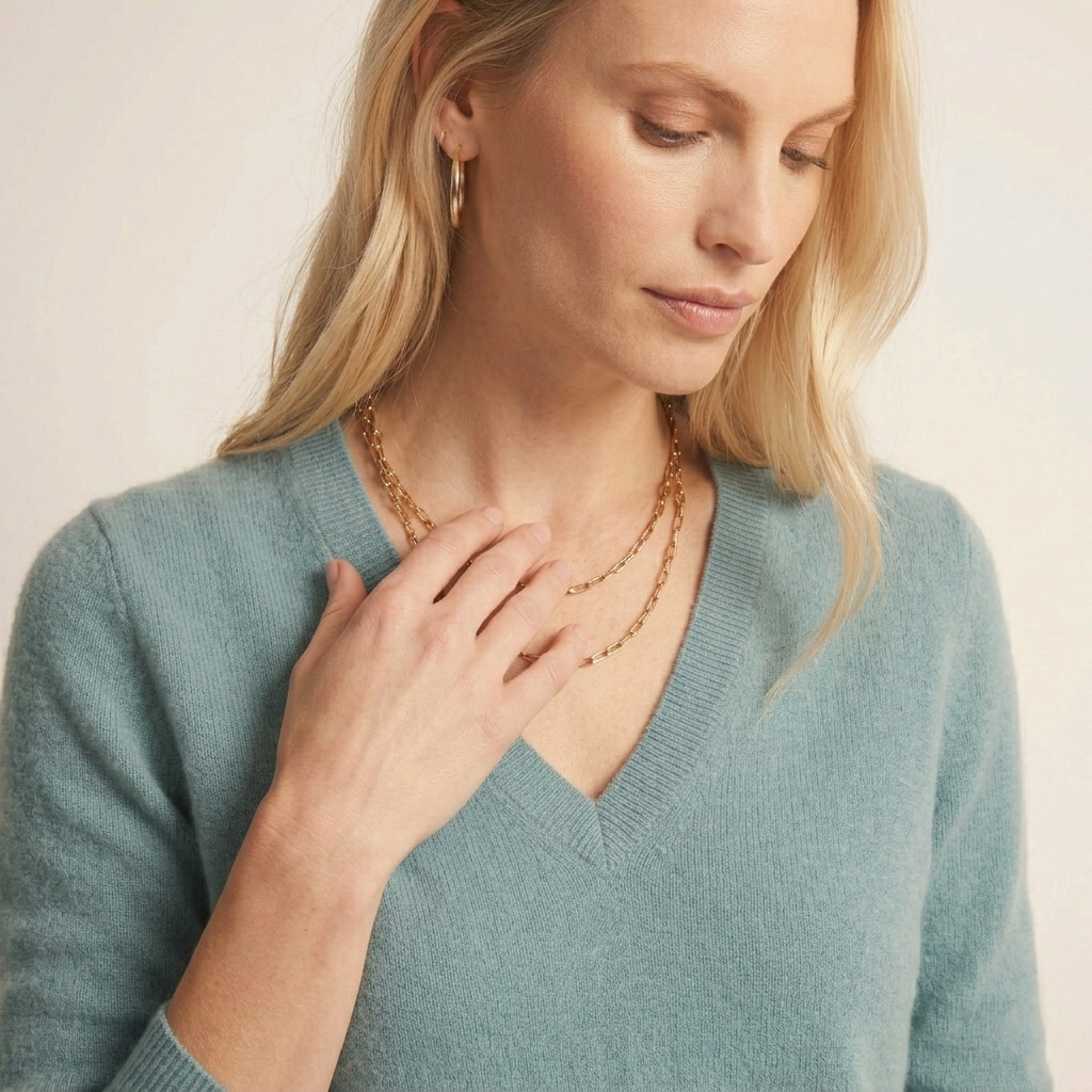 V-Neck Himalayan Cashmere Sweater For Women