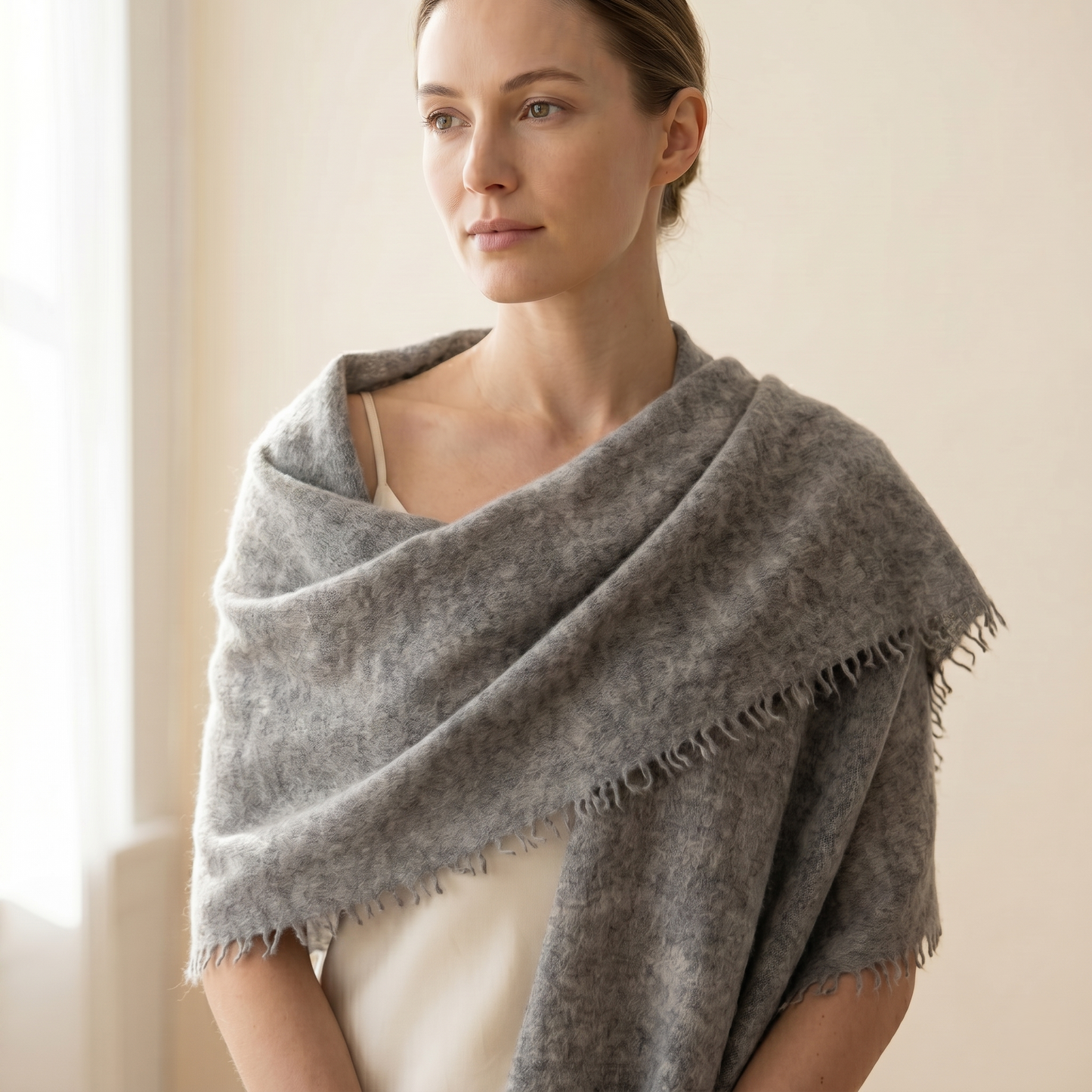 Pure 16-Micron Handknitted Cashmere Pashmina Shawl