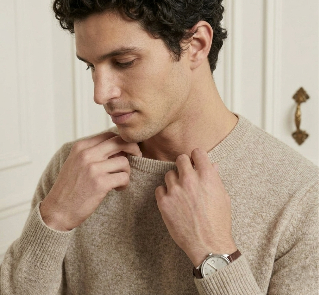 Executive Crewneck Undyed Himalayan Cashmere Sweater
