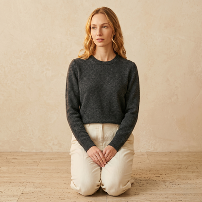 Crewneck Undyed Cashmere Sweater For Women