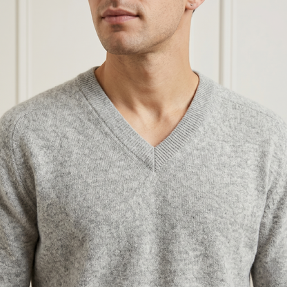 Executive V-Neck Undyed Himalayan Cashmere Sweater