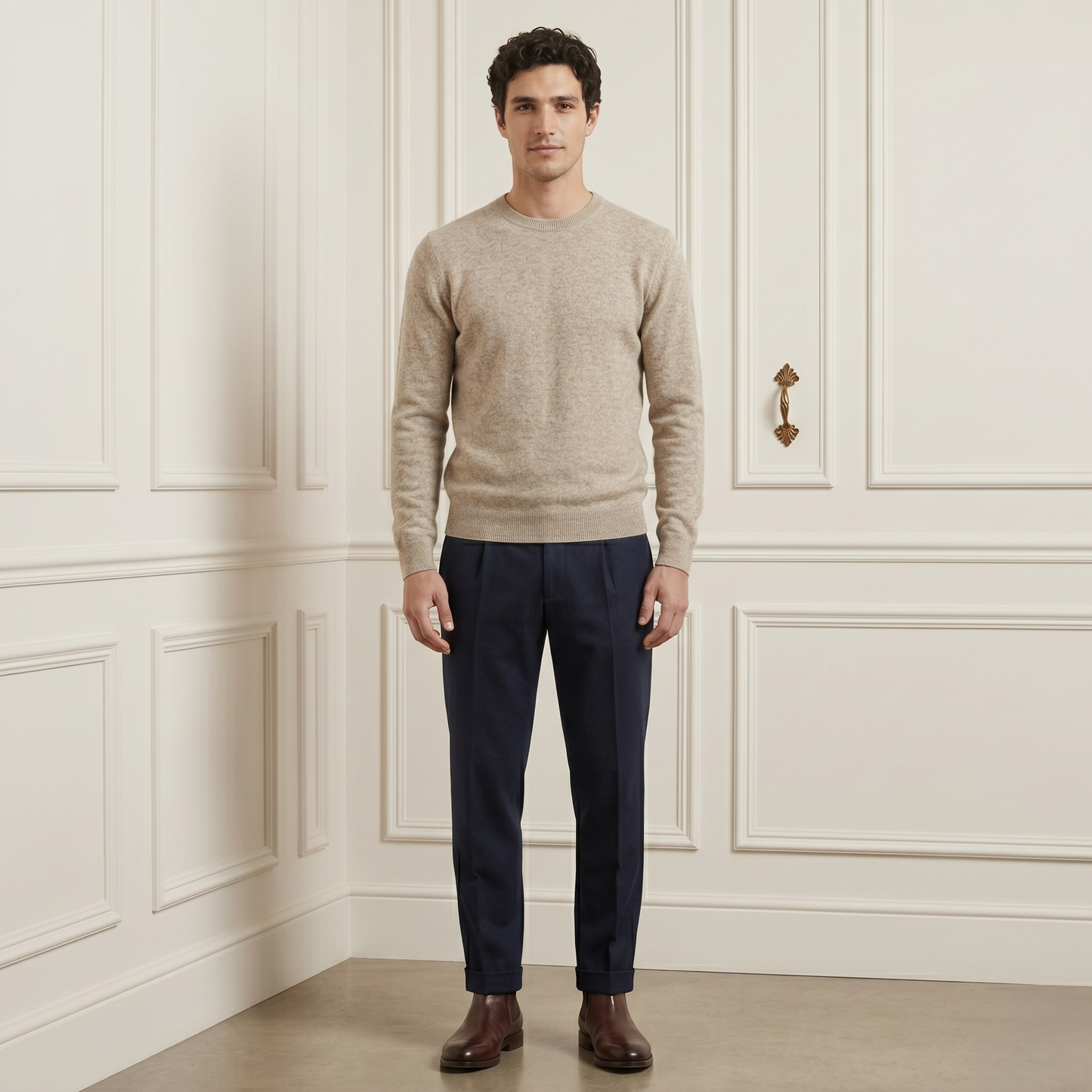 Executive Crewneck Undyed Himalayan Cashmere Sweater