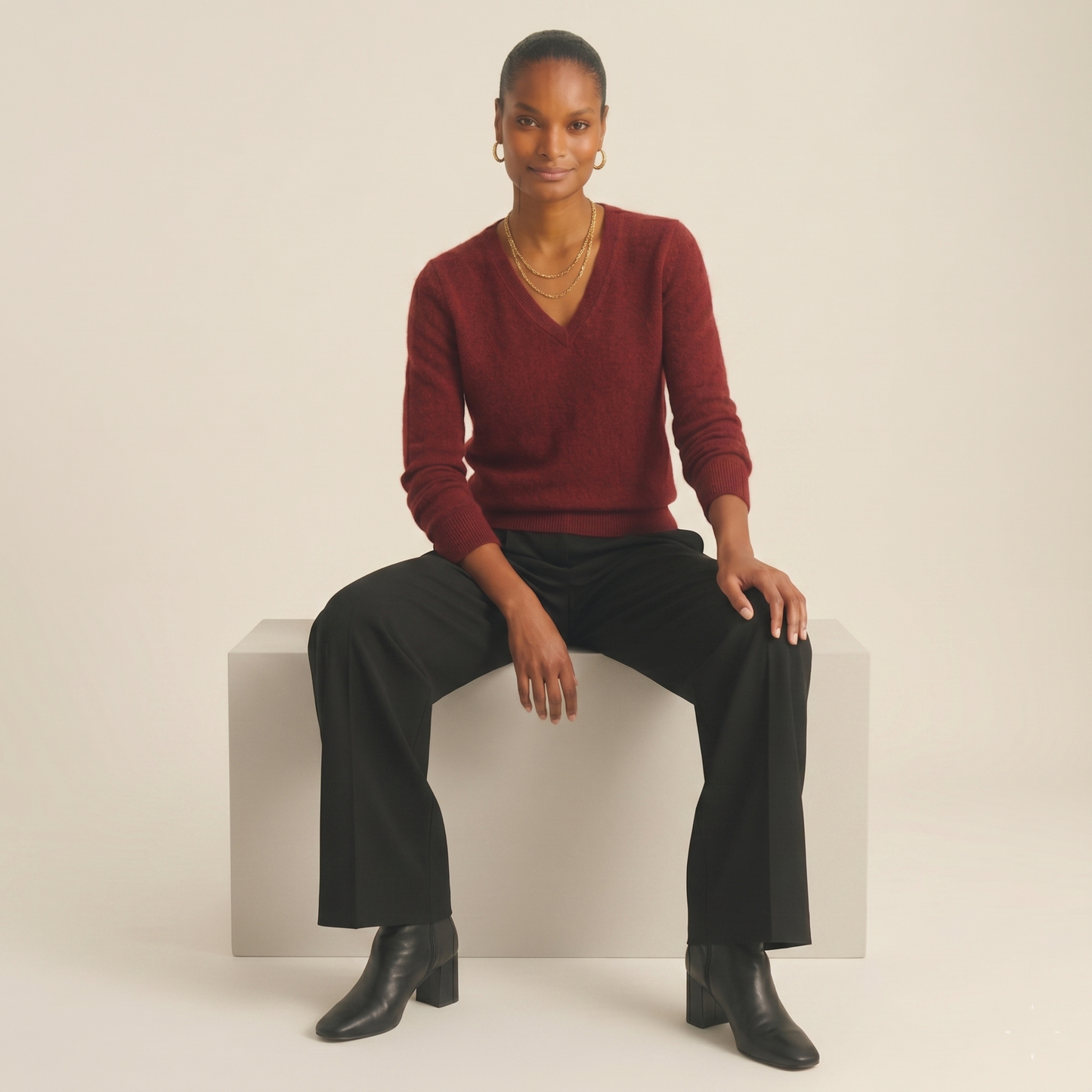 V-Neck Himalayan Cashmere Sweater For Women