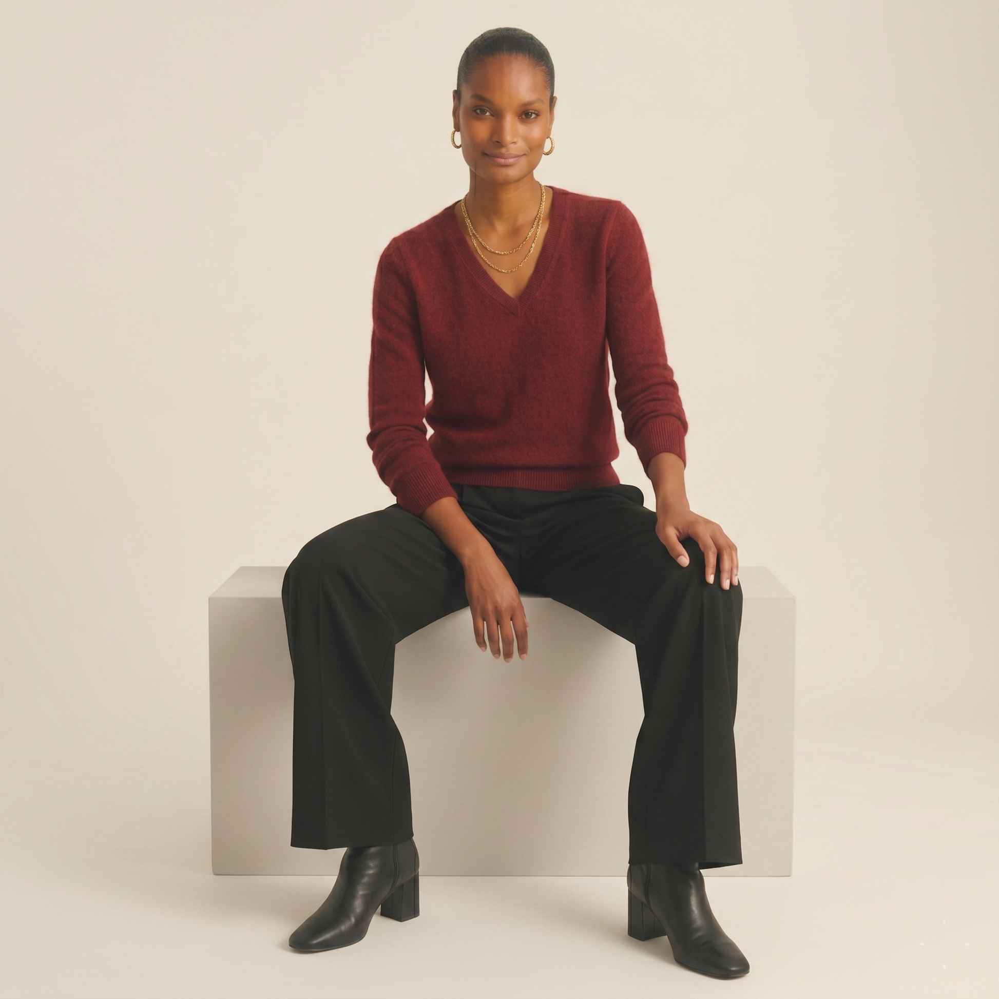 V-Neck Himalayan Cashmere Sweater For Women