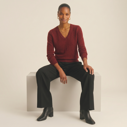V-Neck Himalayan Cashmere Sweater For Women