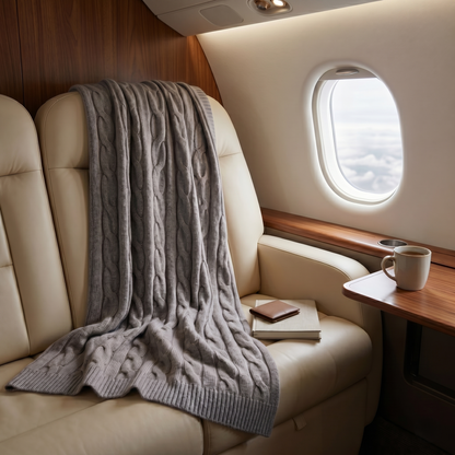 Heirloom Cable-Knit Pure Himalayan Cashmere Throw