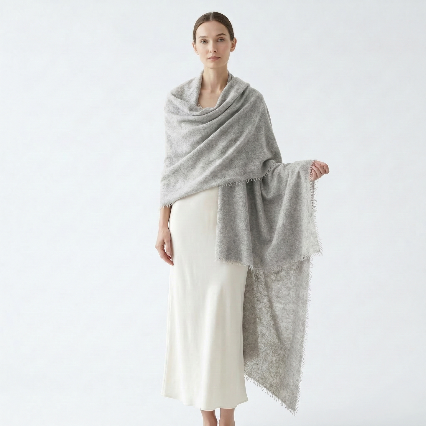 Pure 16-Micron Handknitted Cashmere Pashmina Shawl