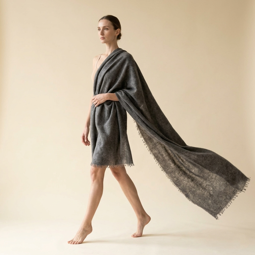 Pure 16-Micron Handknitted Cashmere Pashmina Shawl