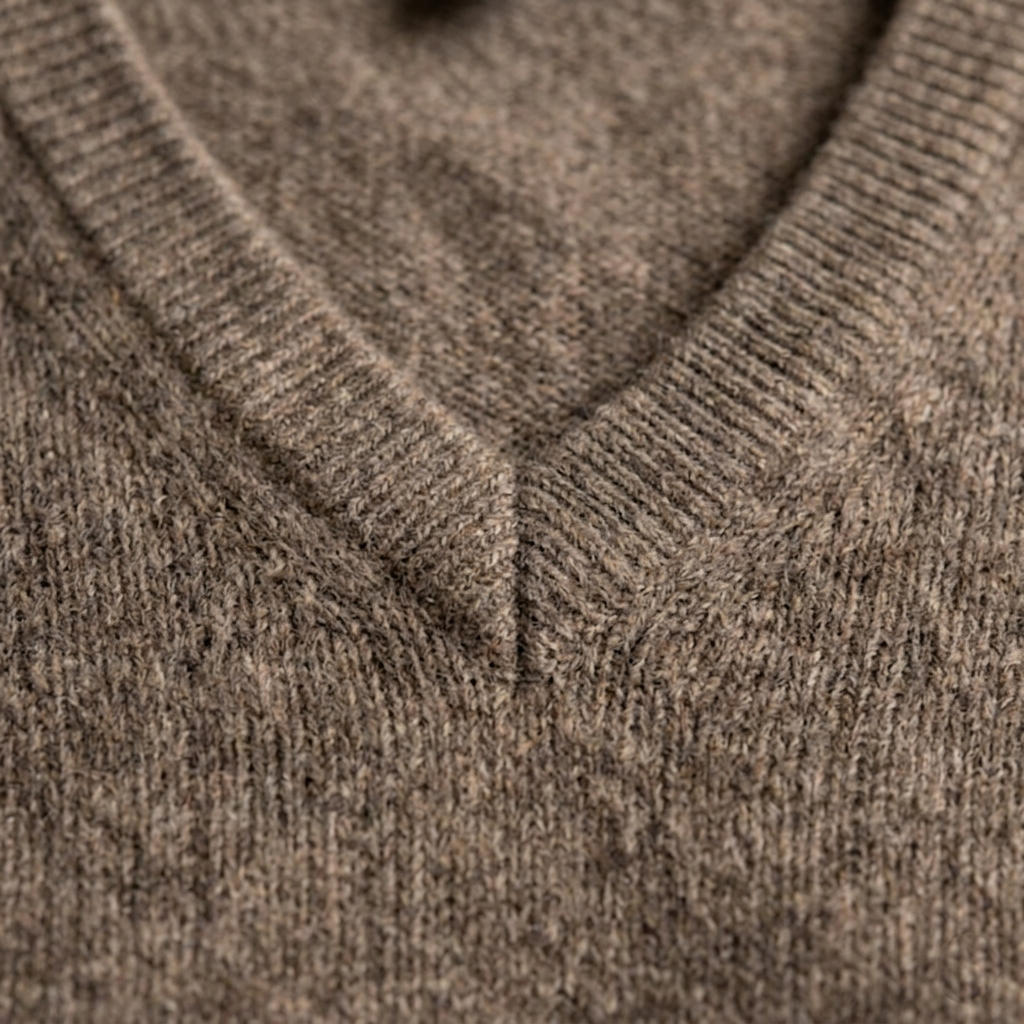 V - Neck Undyed Cashmere Sweater For Women