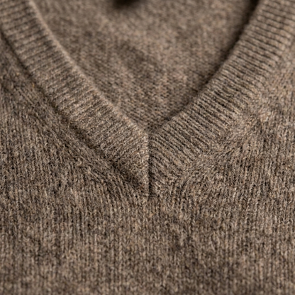 V - Neck Undyed Cashmere Sweater For Women