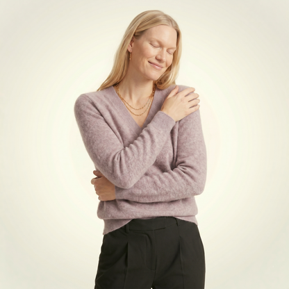 V-Neck Himalayan Cashmere Sweater For Women