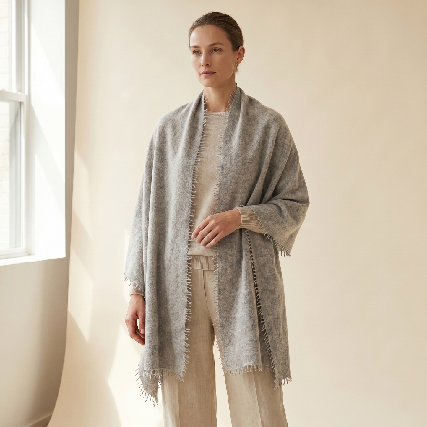 Pure 16-Micron Handknitted Cashmere Pashmina Shawl