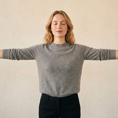 Crewneck Undyed Cashmere Sweater For Women