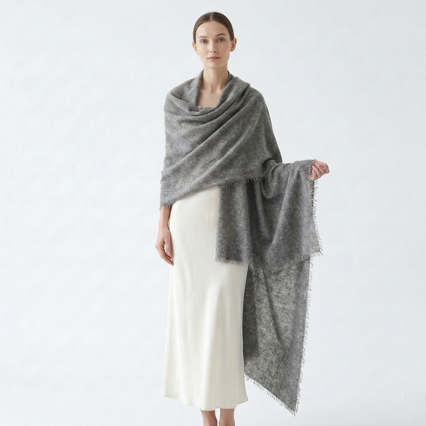 Pure 16-Micron Handknitted Cashmere Pashmina Shawl
