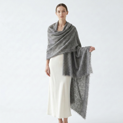Pure 16-Micron Handknitted Cashmere Pashmina Shawl