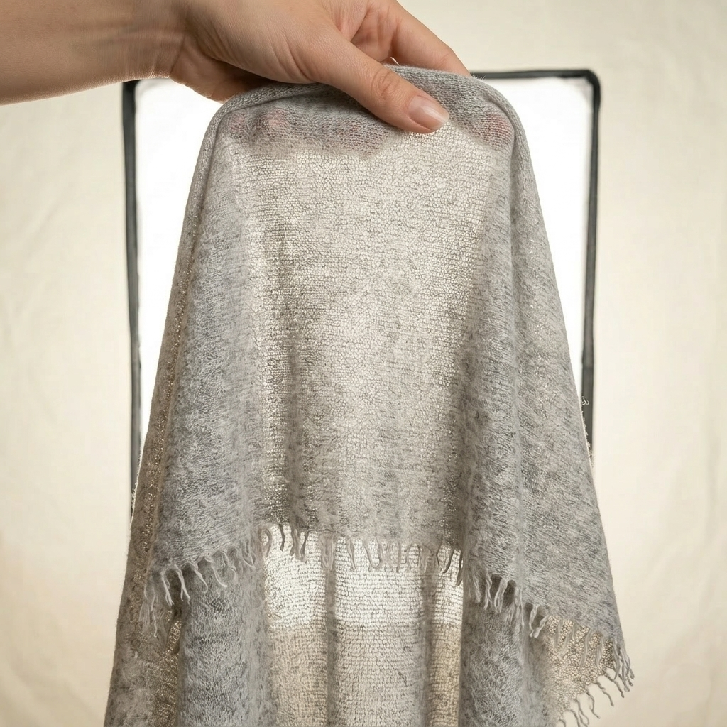 Pure 16-Micron Handknitted Cashmere Pashmina Shawl