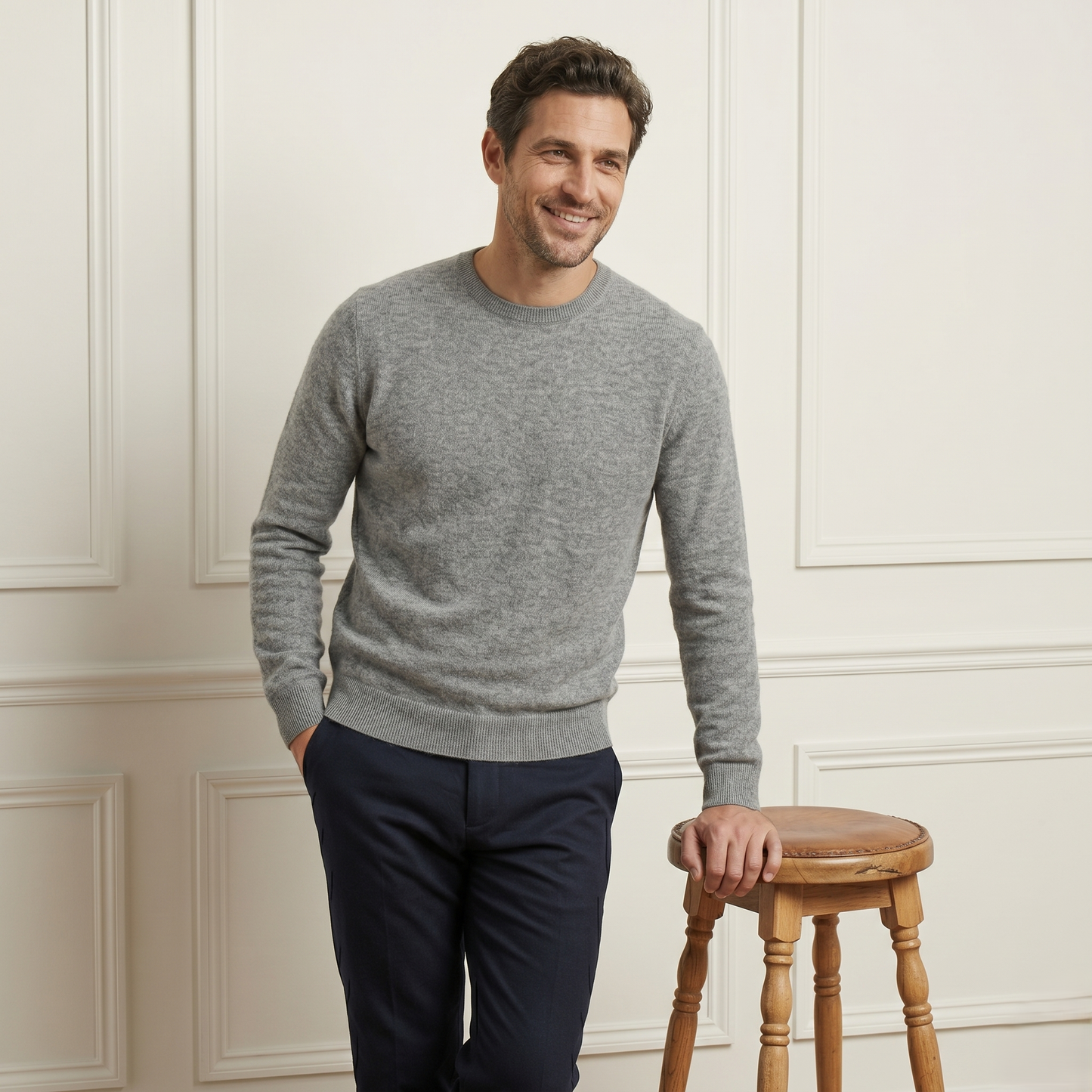 Executive Crewneck Undyed Himalayan Cashmere Sweater