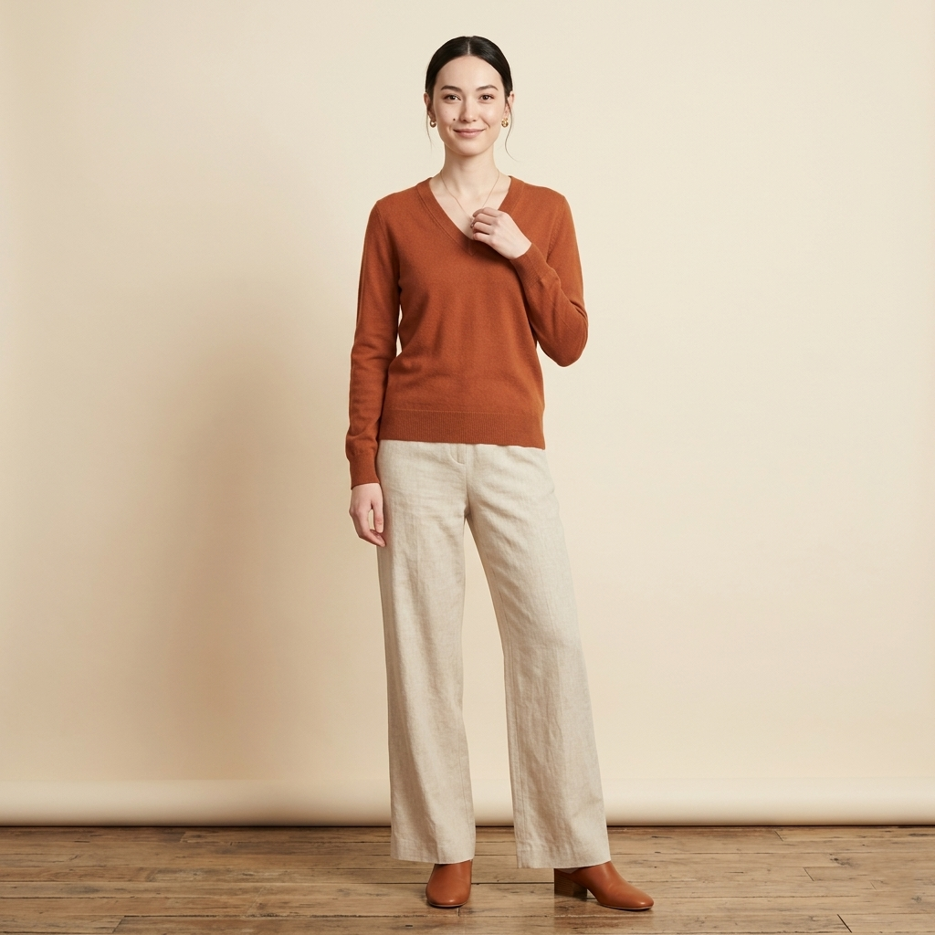 V-Neck Himalayan Cashmere Sweater For Women