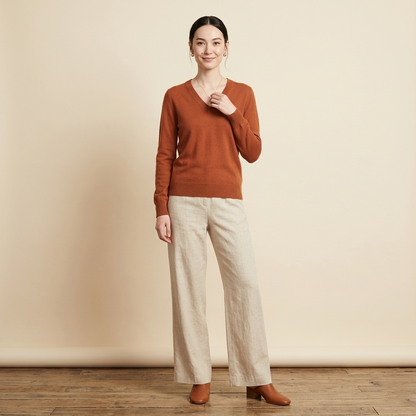 V-Neck Himalayan Cashmere Sweater For Women