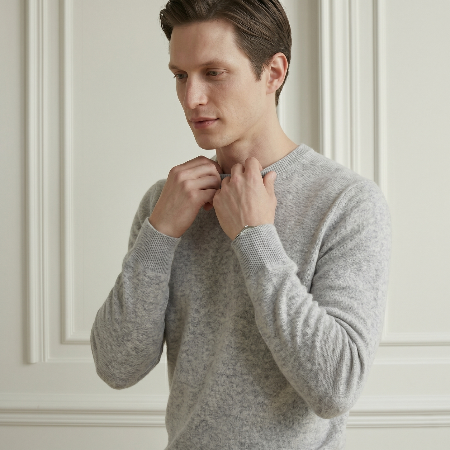 Executive Crewneck Undyed Himalayan Cashmere Sweater