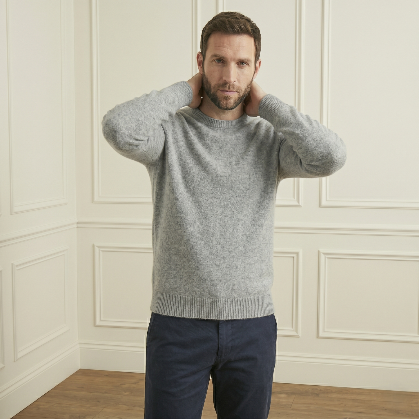 Heather Gray Original Crewneck Cashmere Full Sleeve Sweater for Men