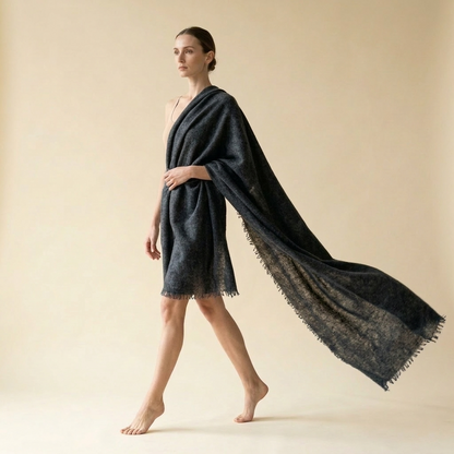 Pure 16-Micron Handknitted Cashmere Pashmina Shawl