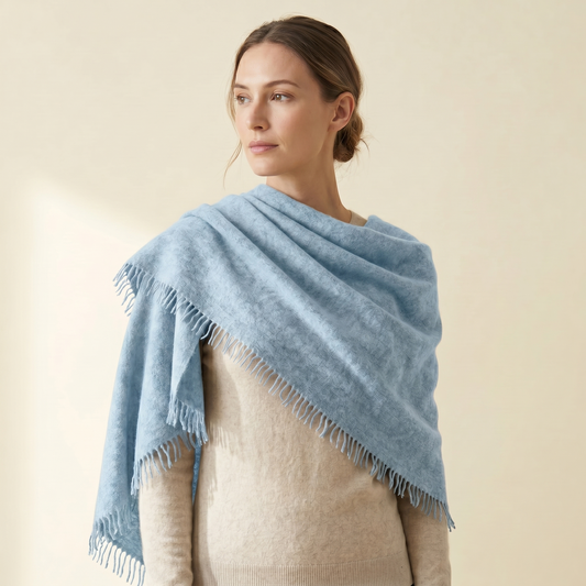 Pure 16-Micron Handknitted Cashmere Pashmina Shawl - 28×84 IN
