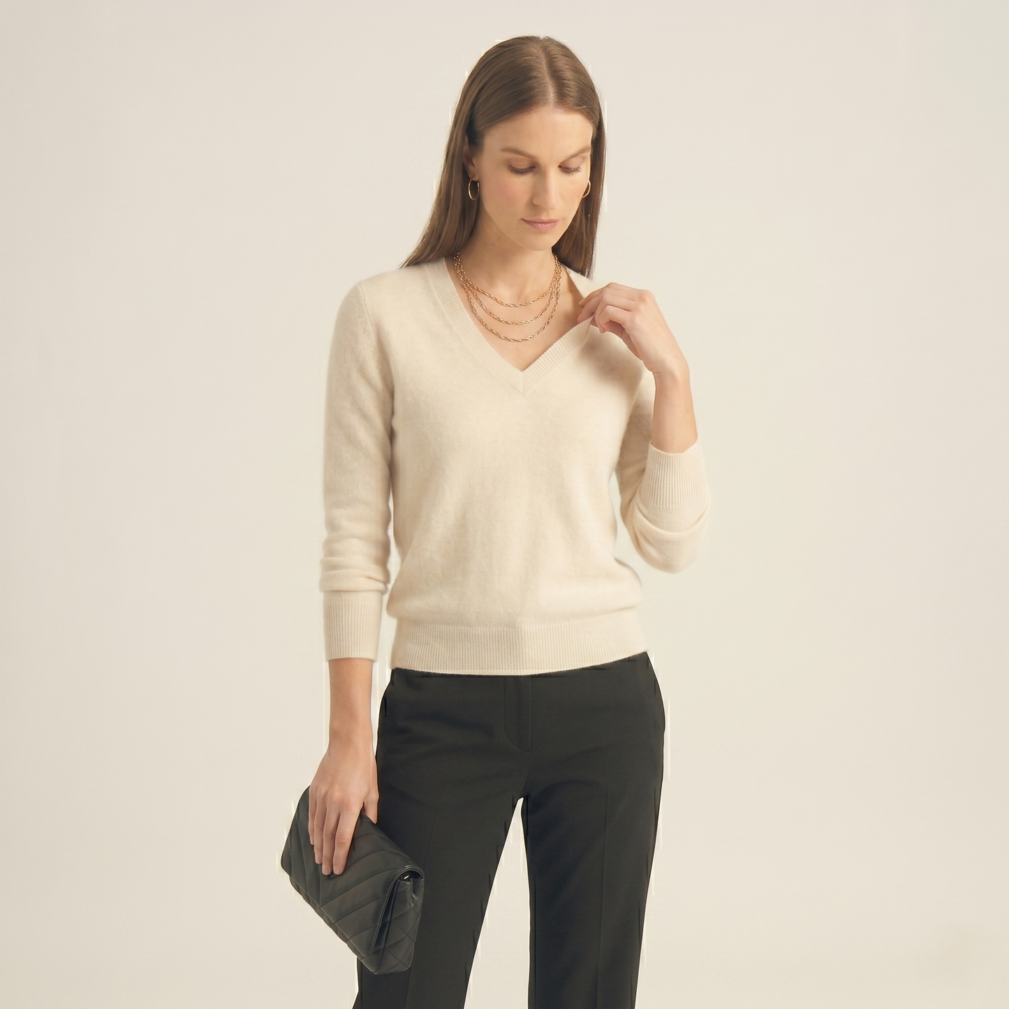 V-Neck Himalayan Cashmere Sweater For Women
