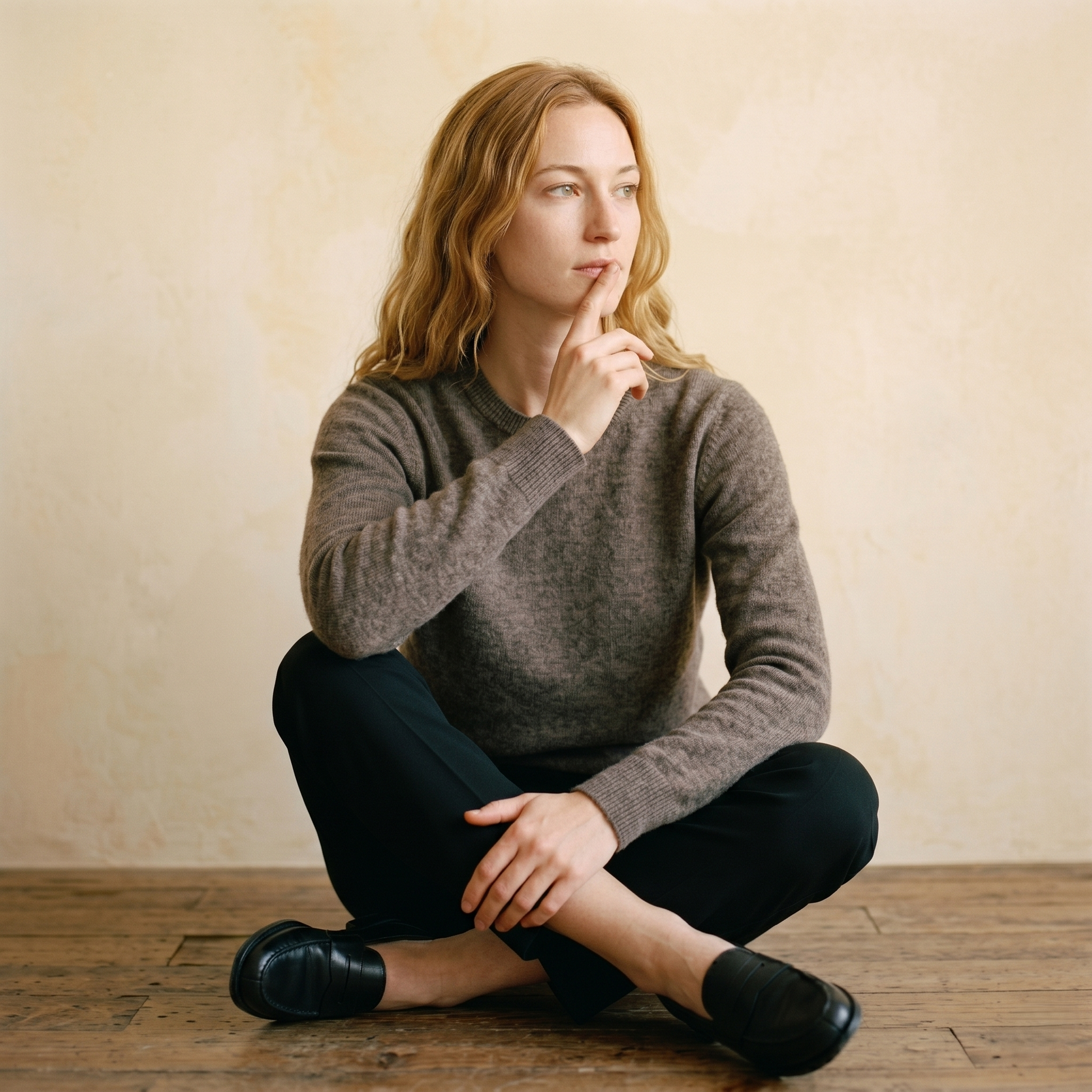 Crewneck Undyed Cashmere Sweater For Women