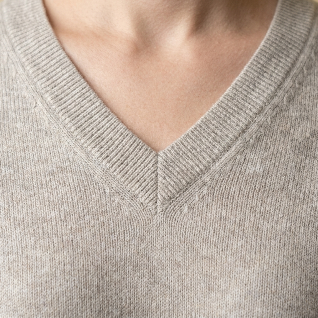 V - Neck Undyed Cashmere Sweater For Women