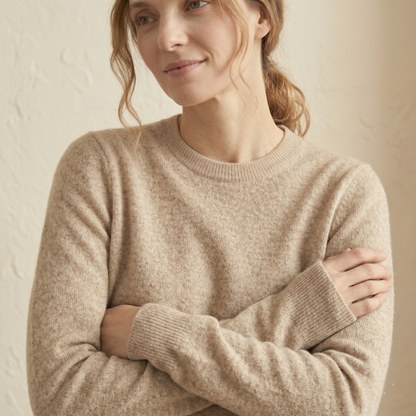 Crewneck Undyed Cashmere Sweater For Women