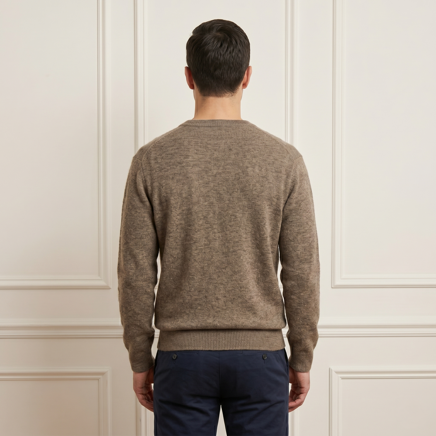 Executive V-Neck Undyed Himalayan Cashmere Sweater
