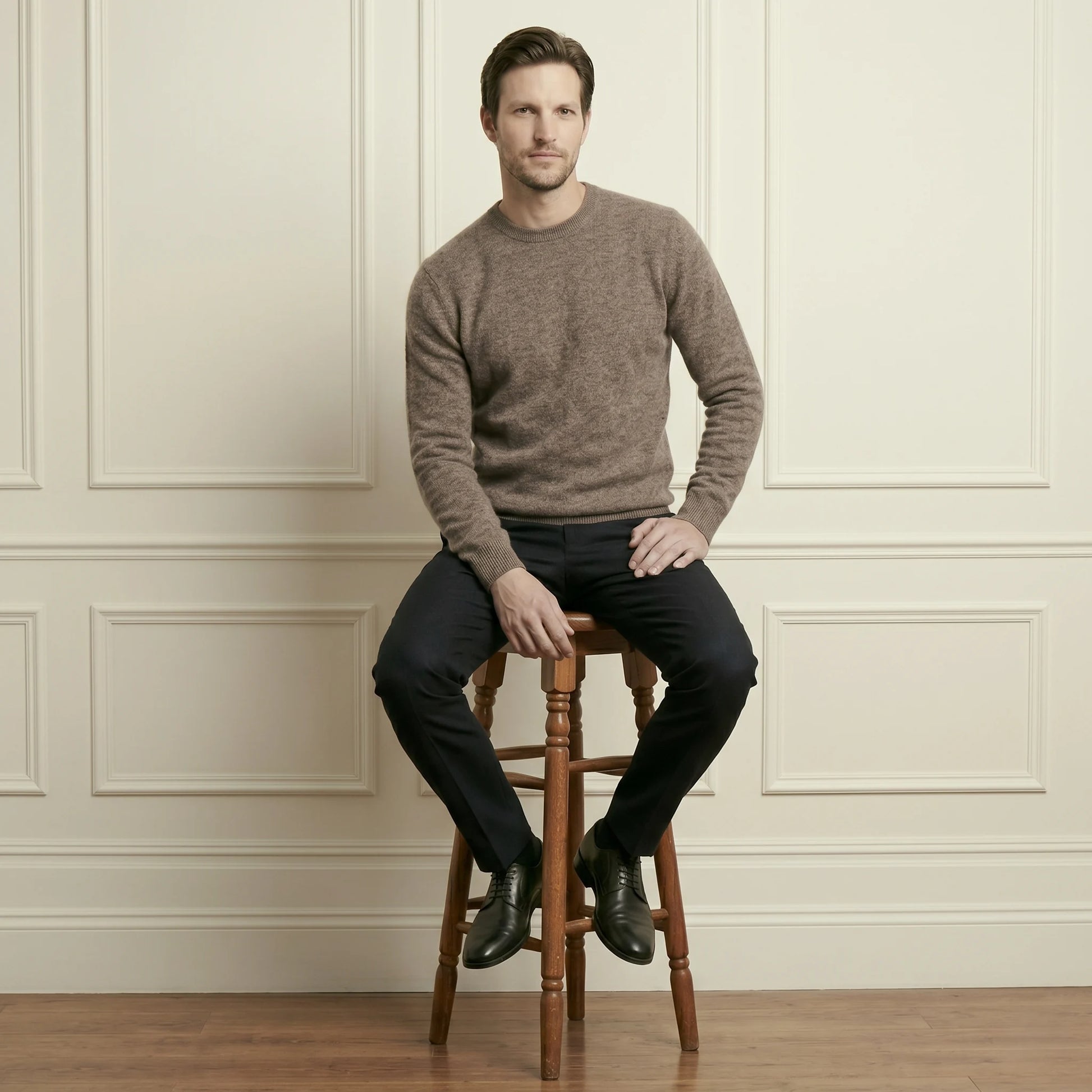 Brown Original Crewneck Himalayan Cashmere full sleeve Sweater