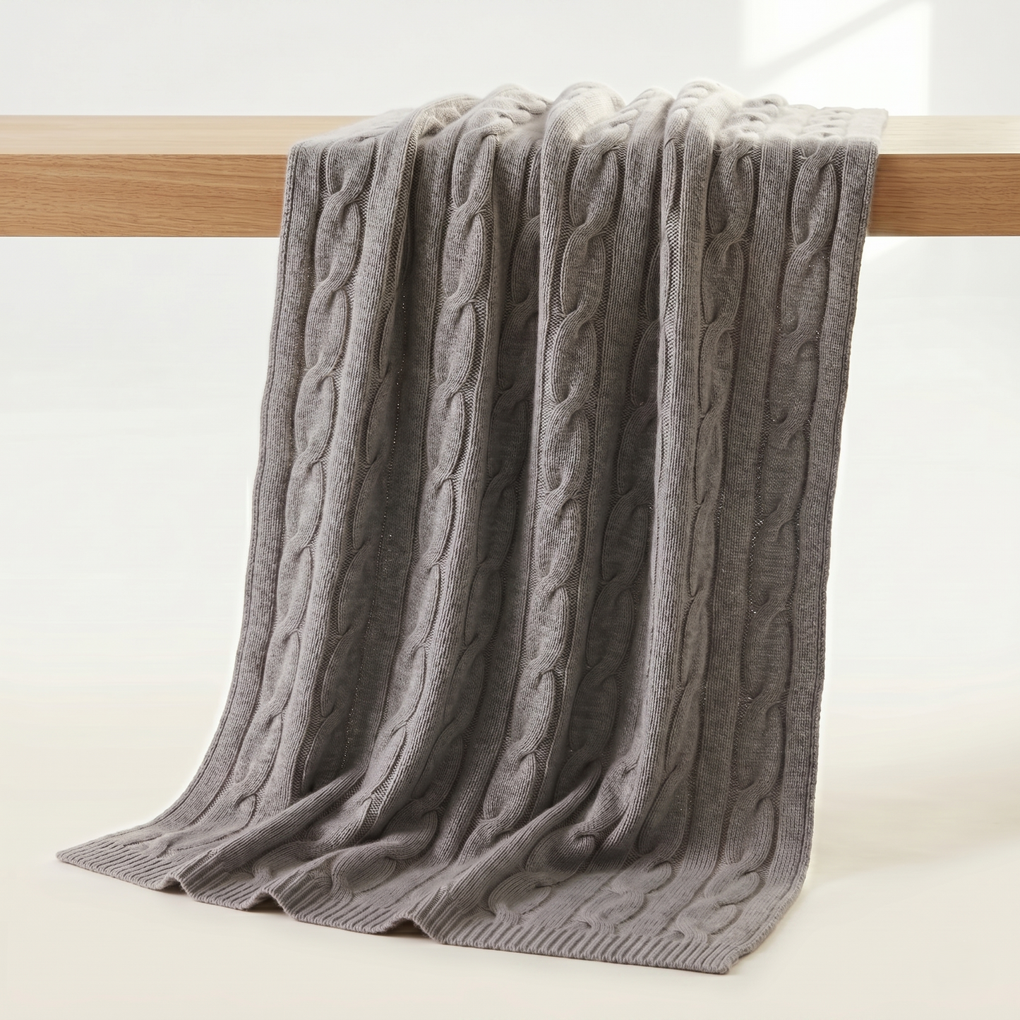 Heirloom Cable-Knit Pure Himalayan Cashmere Throw