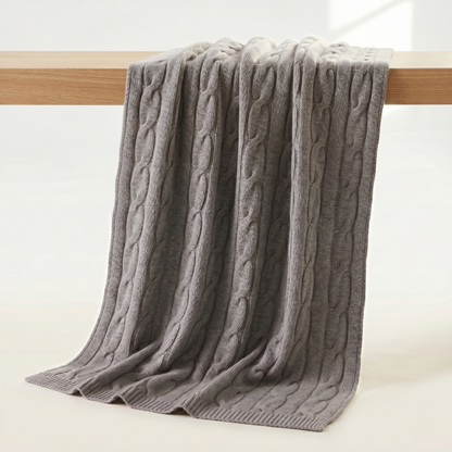 Heirloom Cable-Knit Pure Himalayan Cashmere Throw