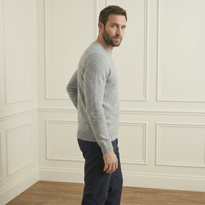 Original Heather Gray  Crewneck Himalayan Cashmere Full Sleeve Sweater for Men