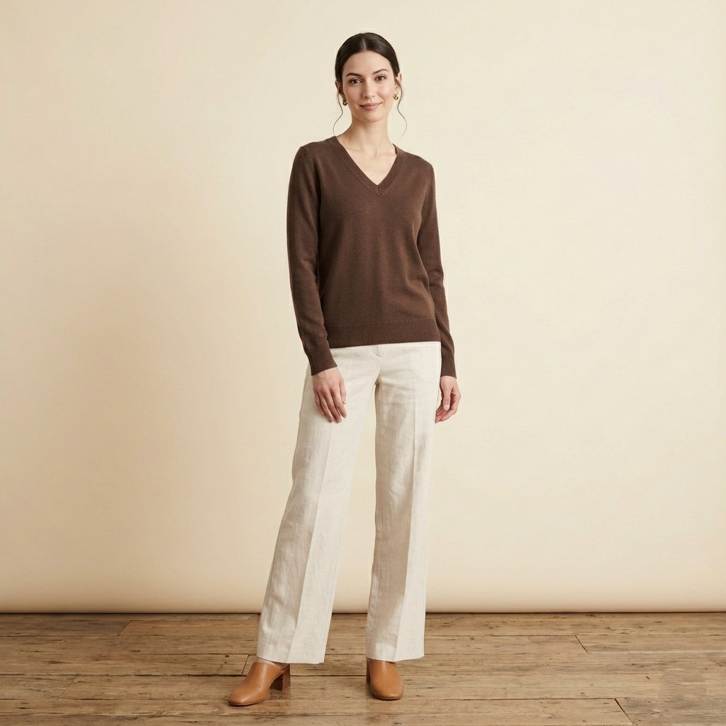 V-Neck Himalayan Cashmere Sweater For Women