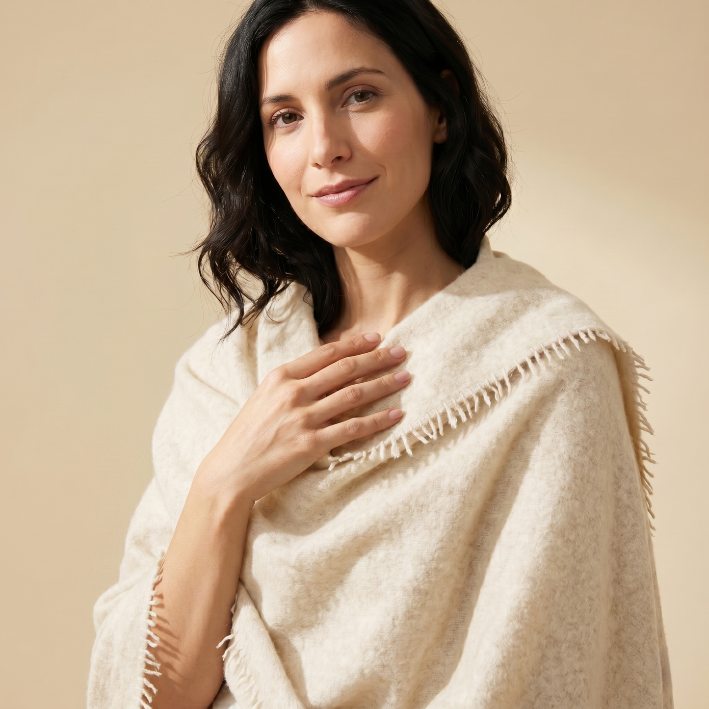 Pure 16-Micron Handknitted Cashmere Pashmina Shawl - 28×84 IN