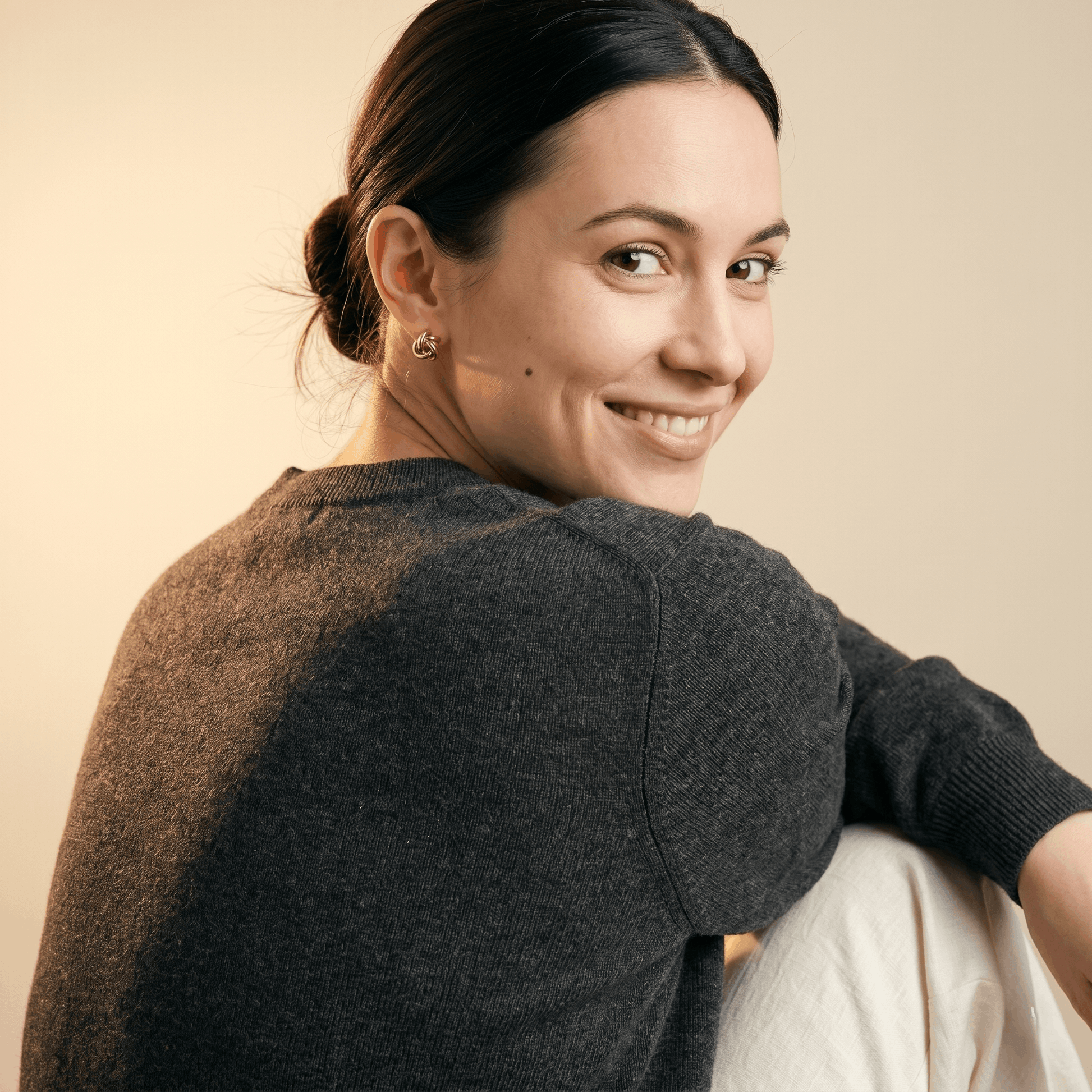 V - Neck Undyed Cashmere Sweater For Women