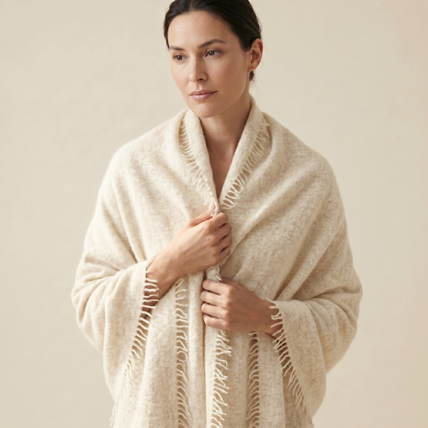 Pure 16-Micron Handknitted Cashmere Pashmina Shawl - 28×84 IN