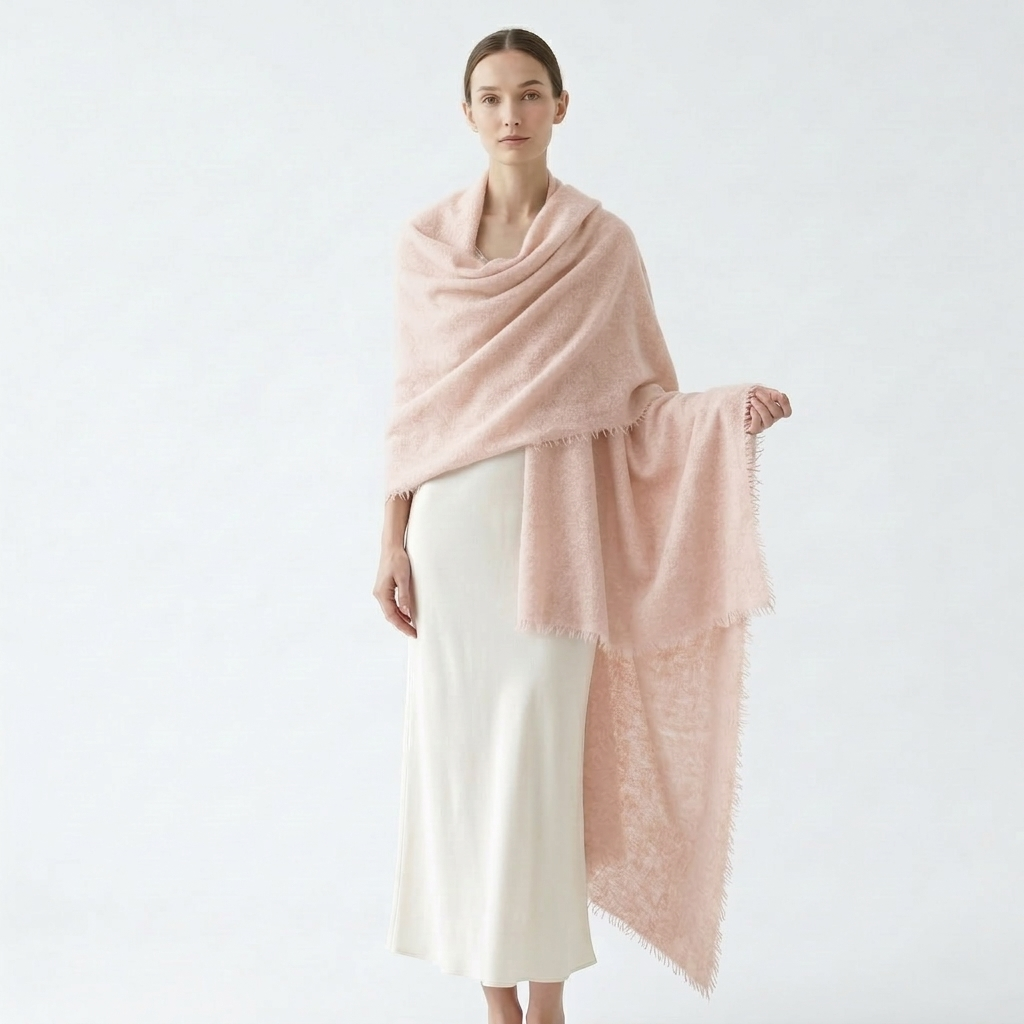 Pure 16-Micron Handknitted Cashmere Pashmina Shawl - 28×84 IN