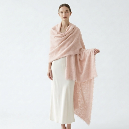Pure 16-Micron Handknitted Cashmere Pashmina Shawl - 28×84 IN